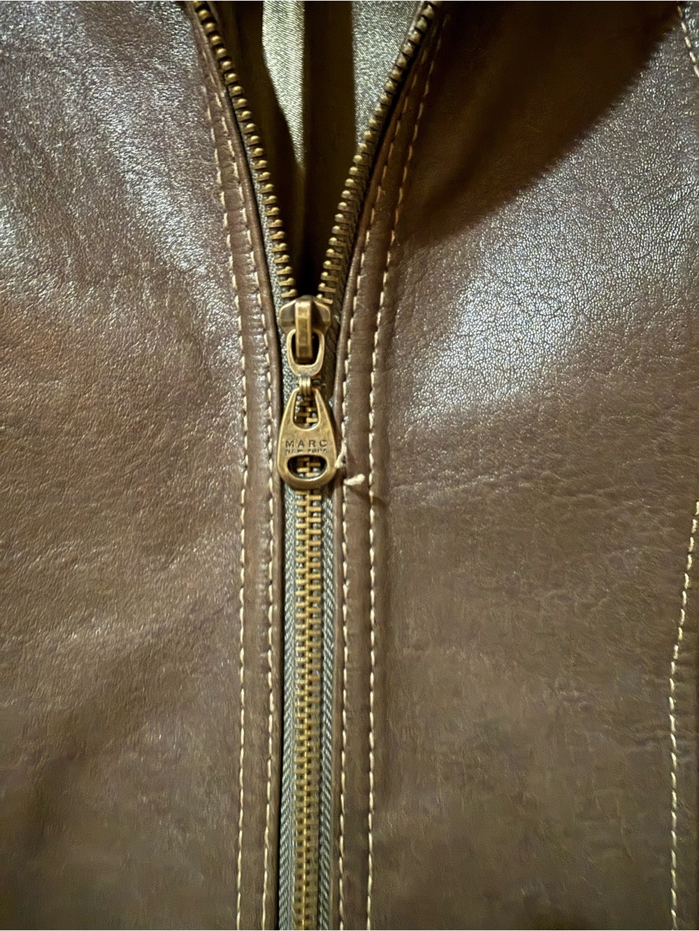Vintage butter soft Marc New York Women's Olive-Brown Leather Zip Jacket - Picture 4 of 6